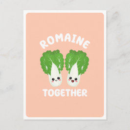  Kawaii Romaine Salladskoppel Grönsak Mat Puns  Vykort