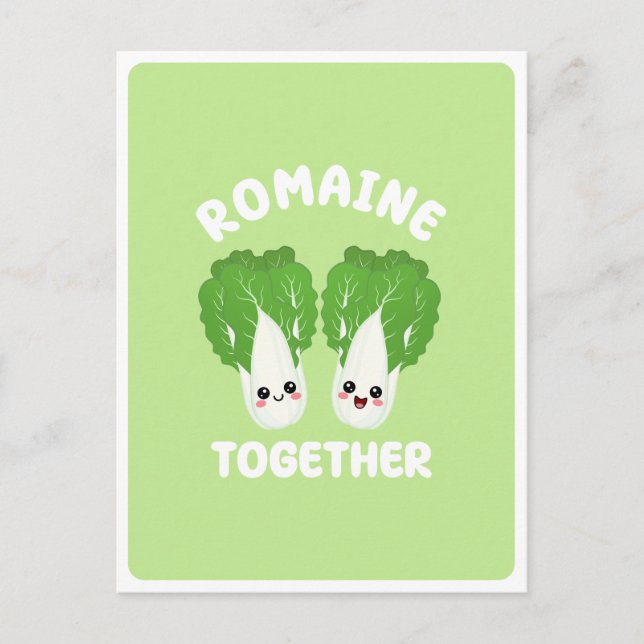  Kawaii romansallad par veggie mat skämt  Vykort (Framsida)
