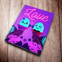 Kawaii Romantic Cactus Spiral Notebook