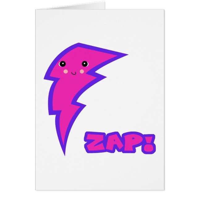 kawaii rosa blixt hälsningskort (Framsidan)