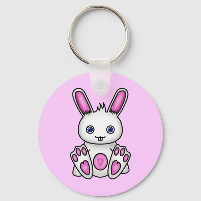 Kawaii Rosa Bunny Nyckelring (Framsida)