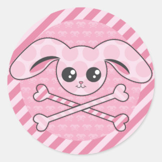 Kawaii Rosa Bunny Skull Runt Klistermärke