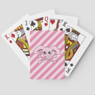 Kawaii Rosa Bunny Skull Spel Kort