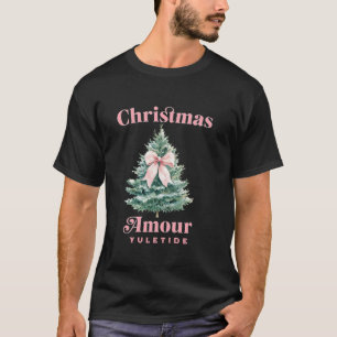 Kawaii Rosa Coquette Julgran och Bow Amore T Shirt