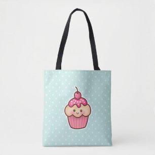 Kawaii Rosa Cupcoa och Cute Mint Blue Polka dots Tygkasse