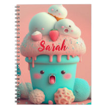Kawaii rosa gullig glass notebook