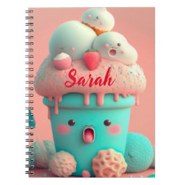 Kawaii rosa gullig glass notebook anteckningsbok