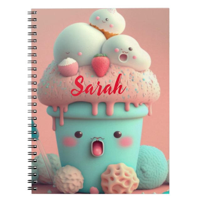 Kawaii rosa gullig glass notebook anteckningsbok (Framsidan)
