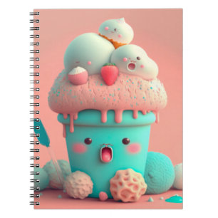 Kawaii rosa gullig glass notebook anteckningsbok