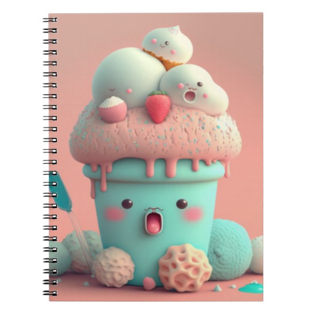 Kawaii rosa gullig glass notebook anteckningsbok (Framsidan)