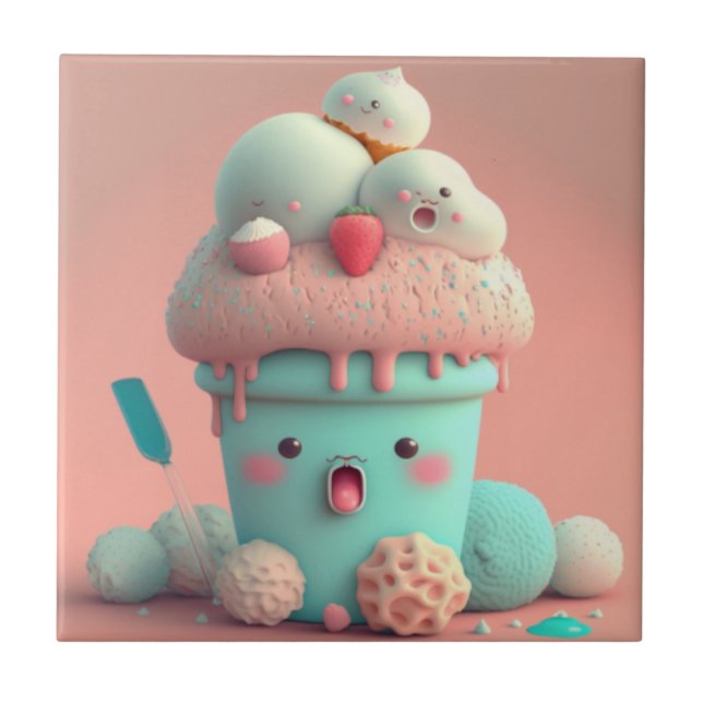 Kawaii rosa gullig glass notebook kakelplatta (Framsidan)
