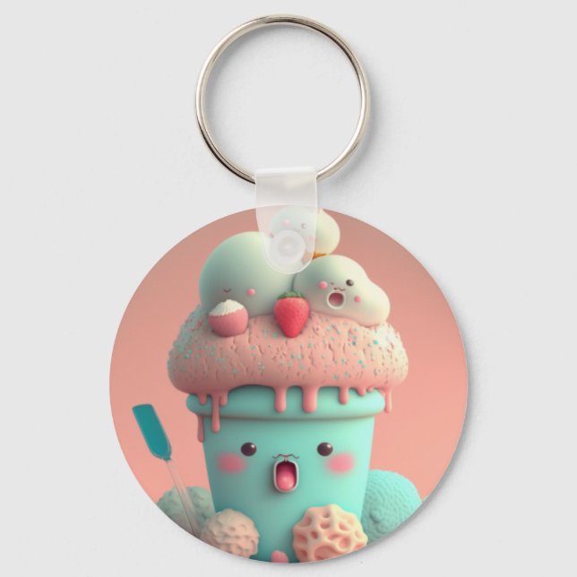 Kawaii rosa gullig glass notebook nyckelring (Framsida)