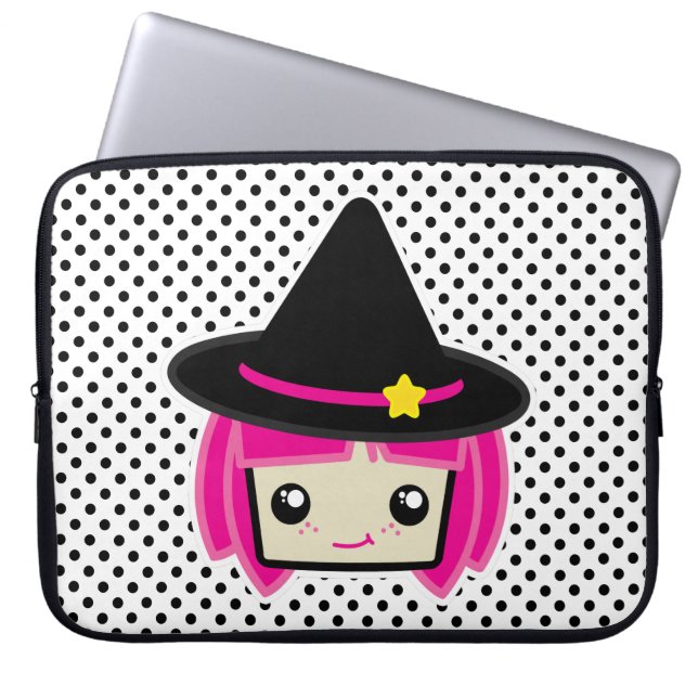 Kawaii Rosa Haire Witch Laptop sleeve (Framsidan)