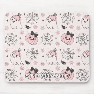 Kawaii Rosa Halloween Mönster med Ghost, Pumpkin Musmatta