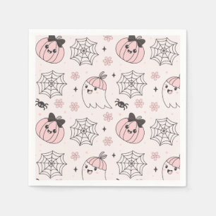 Kawaii Rosa Halloween Mönster med Ghost, Pumpkin Pappersservett