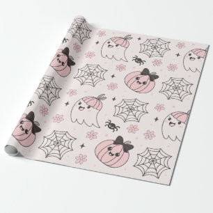 Kawaii Rosa Halloween Mönster med Ghost, Pumpkin Presentpapper