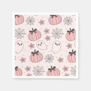 Kawaii Rosa Halloween Spöken & Pumpkins Pappersservett
