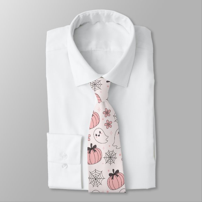 Kawaii Rosa Halloween Spöken & Pumpkins Slips (Bunden)