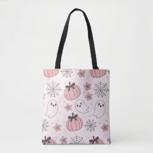 Kawaii Rosa Halloween Spöken & Pumpkins Tygkasse
