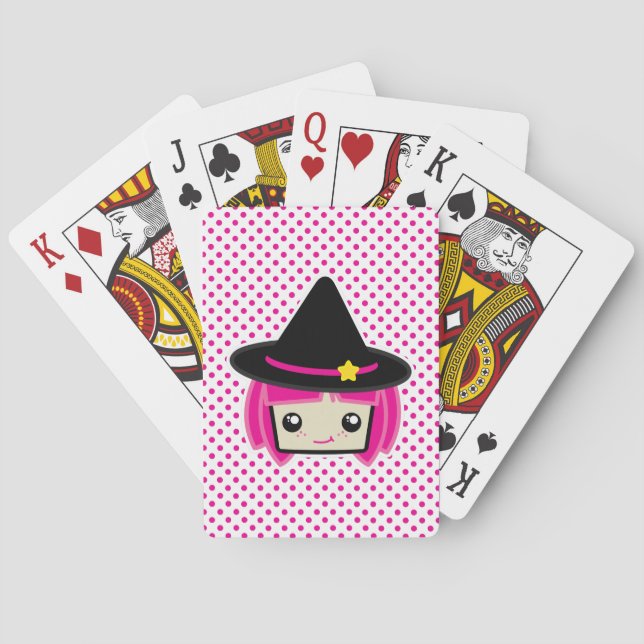 Kawaii Rosa Halls Witch-spelkort Spelkort (Baksidan)