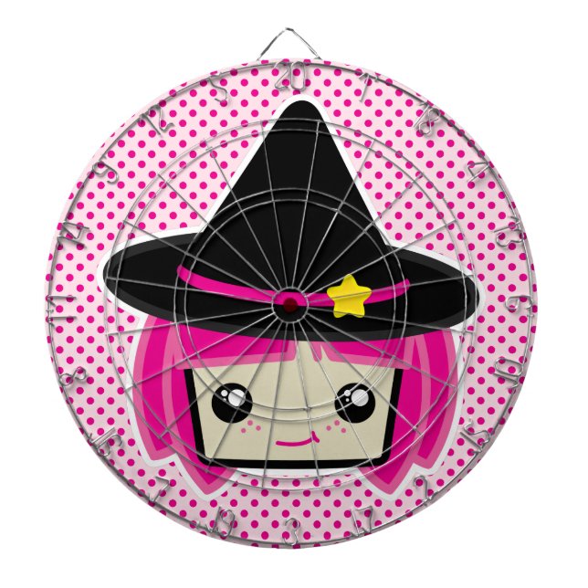 Kawaii Rosa Hearing Witch Dart Board Piltavla (Framsidan)