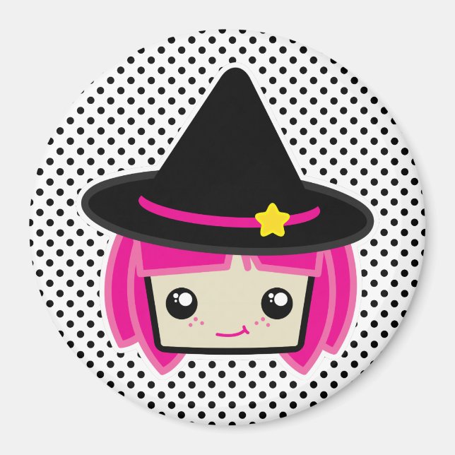 Kawaii Rosa Hearing Witch Magnet (Framsidan)