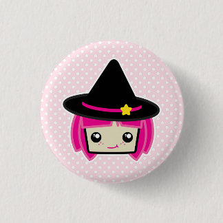 Kawaii Rosa Hjärn Witch Button Knapp