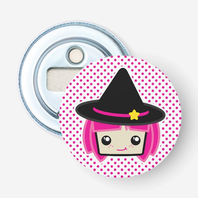 Kawaii Rosa Hjärn Witch Flaska-öppnare Flasköppnare (Framsidan)
