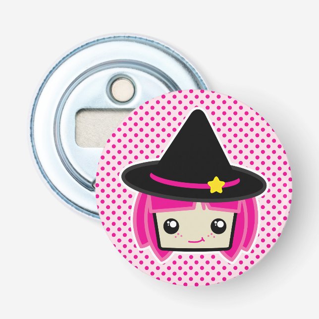 Kawaii Rosa Hjärn Witch Flaska-öppnare Flasköppnare (Framsidan)