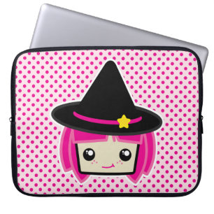 Kawaii Rosa Hjärn Witch Laptop sleeve
