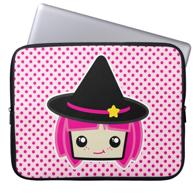 Kawaii Rosa Hjärn Witch Laptop sleeve (Framsidan)