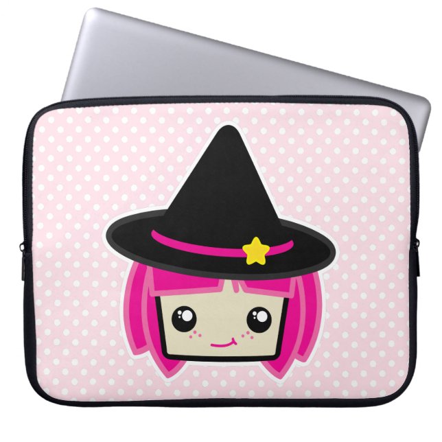 Kawaii Rosa Hjärn Witch Laptop sleeve (Framsidan)