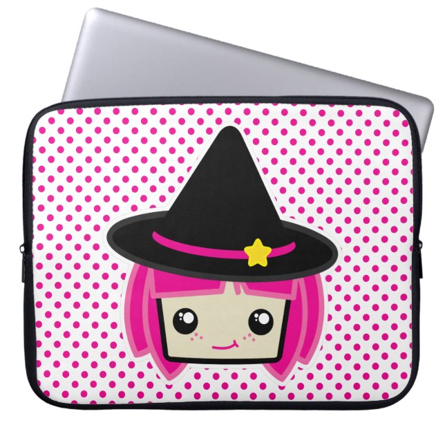 Kawaii Rosa Hjärn Witch Laptop sleeve (Framsidan)