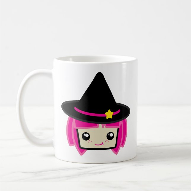 Kawaii Rosa Hjärn Witch Mugg (Vänster)