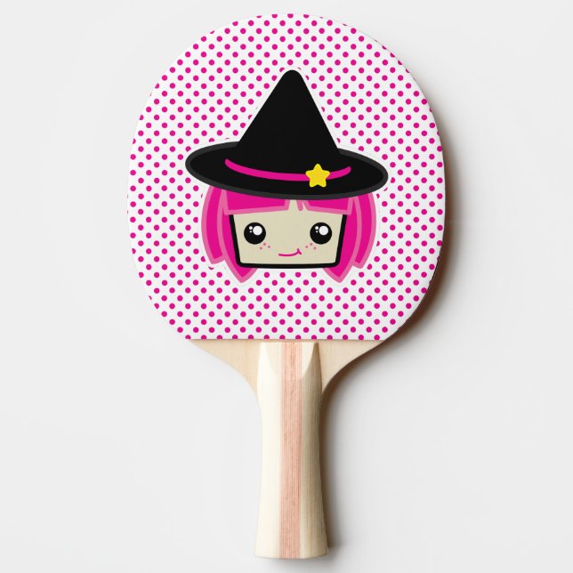 Kawaii Rosa Hjärn Witch Ping Pong Paddle Pingisracket (Baksidan)