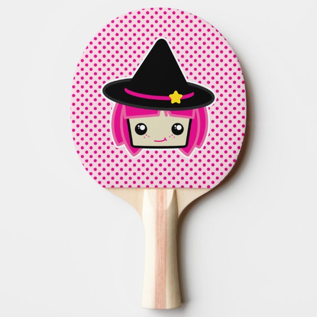 Kawaii Rosa Hjärn Witch Ping Pong Paddle Pingisracket (Baksidan)