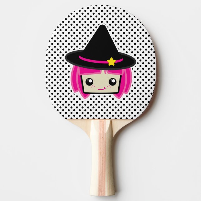 Kawaii Rosa Hjärn Witch Ping Pong Paddle Pingisracket (Framsidan)