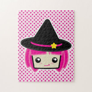 Kawaii Rosa Hjärn Witch Puzzle Pussel