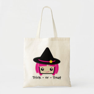 Kawaii Rosa Hjärn Witch Tote Bag Tygkasse
