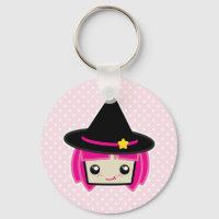 Kawaii Rosa HLED Witch Keychain