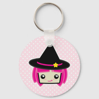 Kawaii Rosa HLED Witch Keychain Nyckelring