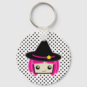 Kawaii Rosa HLED Witch Keychain Nyckelring