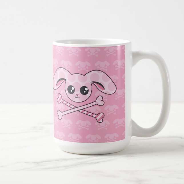 Kawaii rosa kaninskalle kaffemugg (Höger)