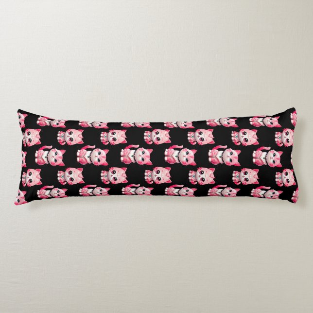 Kawaii Rosa Kattunge Design Kroppskudde (Framsidan)