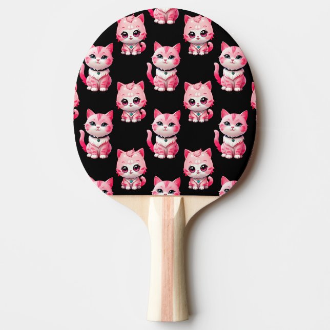 Kawaii Rosa Kattunge Design Pingisracket (Framsidan)
