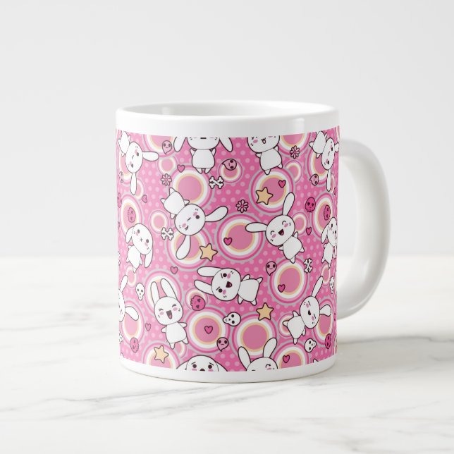 kawaii rosa mönster jumbo mugg (Framsida höger)