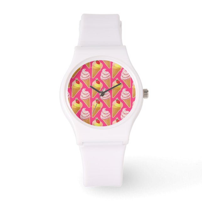 Kawaii rosa mönster med jordgubbsmassel armbandsur (Framsida)