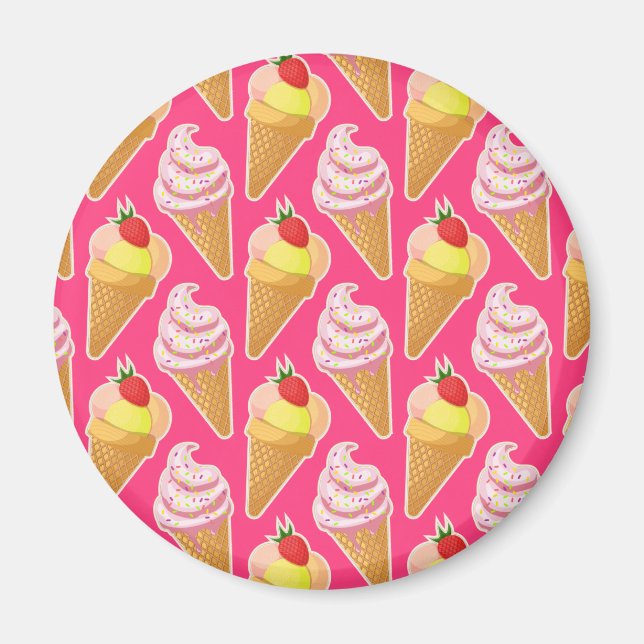 Kawaii rosa mönster med jordgubbsmassel magnet (Framsidan)
