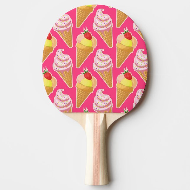 Kawaii rosa mönster med jordgubbsmassel pingisracket (Framsidan)