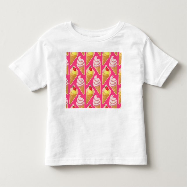 Kawaii rosa mönster med jordgubbsmassel t shirt (Framsida)
